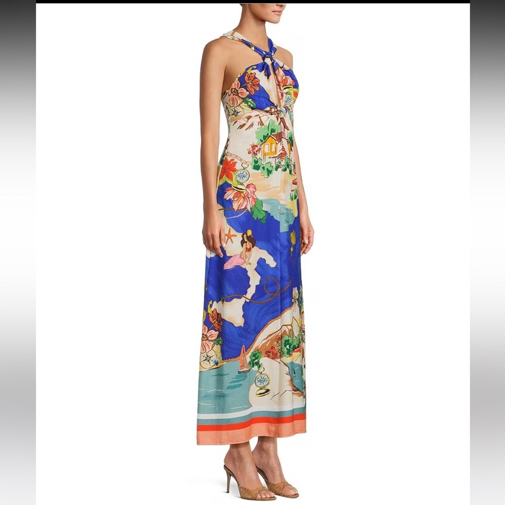 Antonio Melani
Bronwyn Linen Blend Ocean Print Cutout Halter A-Line Maxi Dress - Picture 4 of 6